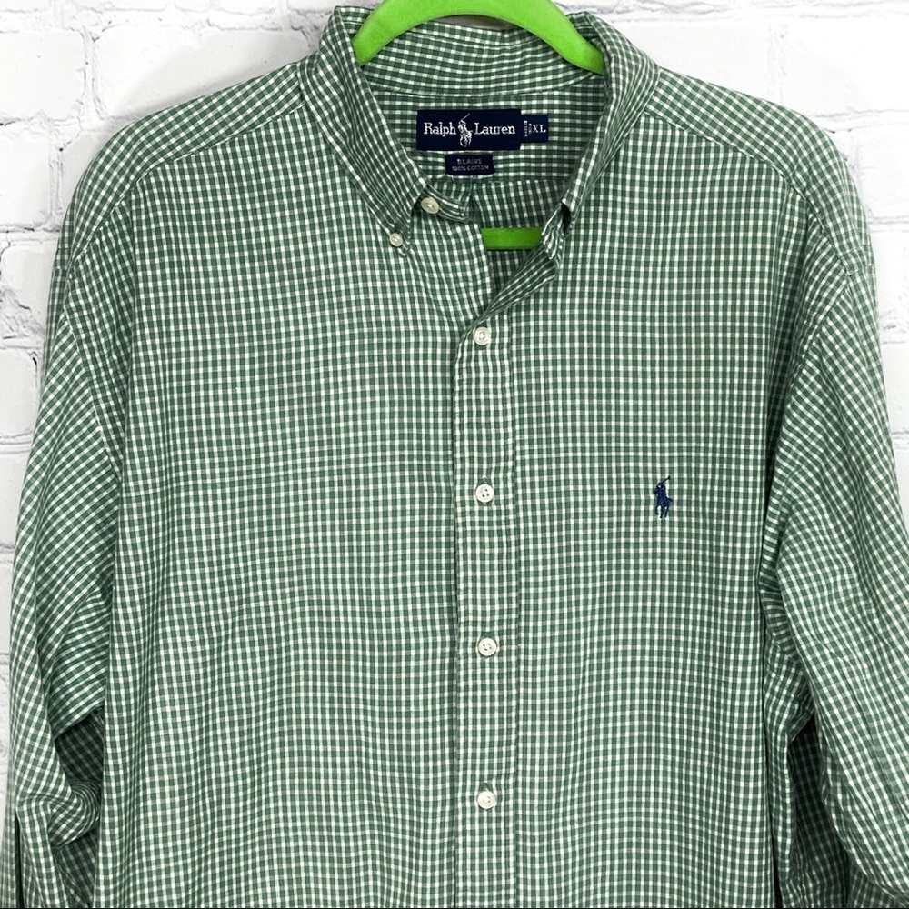 Ralph Lauren Blaire green white checked shirt